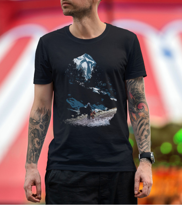 Premium T-Shirt: Almost Home Mountain Journey with Dog T-Shirt Almost Home Mountain Journey with Dog T-Shirt