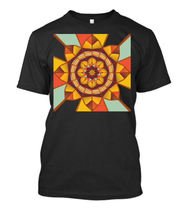 Multicolored Geometric Kaleidoscope Flower T-Shirt