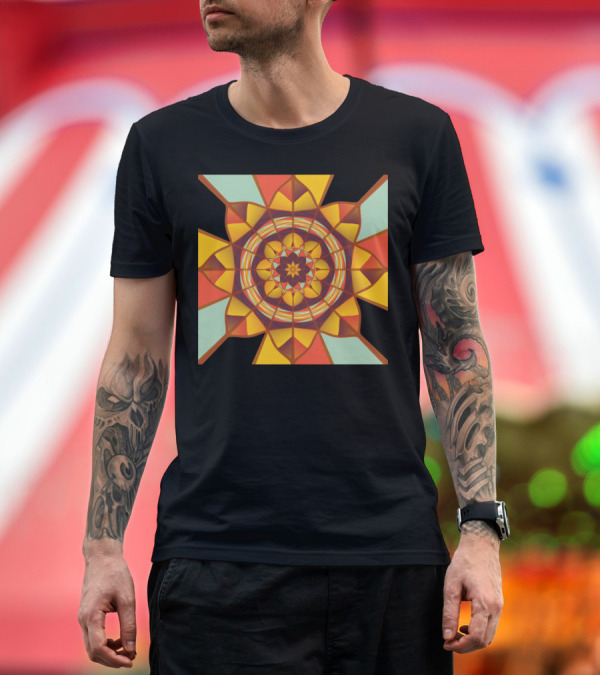 Multicolored Geometric Kaleidoscope Flower T-Shirt