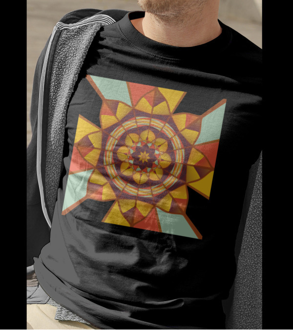 Multicolored Geometric Kaleidoscope Flower T-Shirt