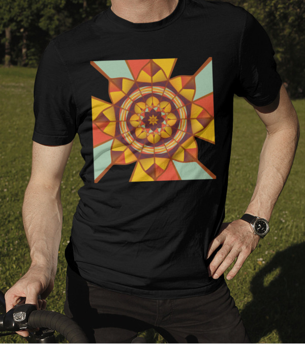 Multicolored Geometric Kaleidoscope Flower T-Shirt