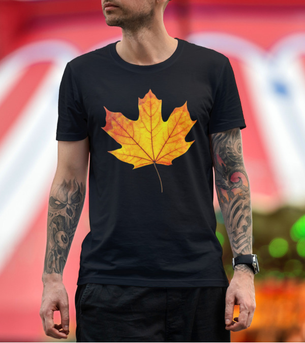 Premium T-Shirt: Multicolored Maple Leaf Stipple T-Shirt Multicolored Maple Leaf Stipple T-Shirt