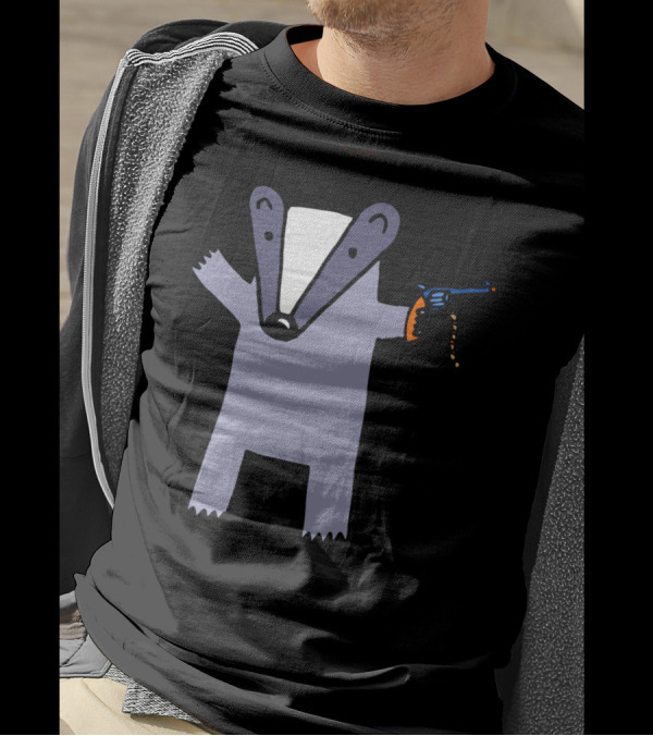 Badger Holding A Blue Cap Gun With Orange Handle T-Shirt