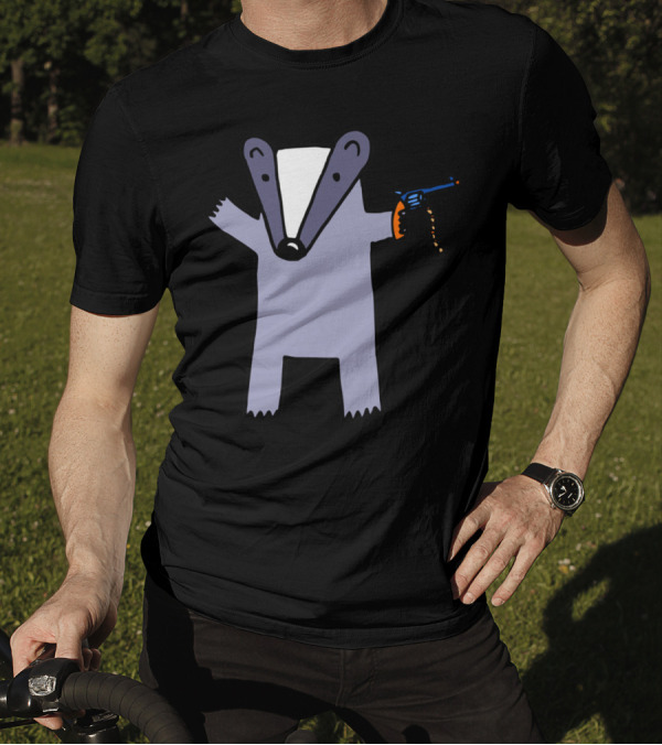 Badger Holding A Blue Cap Gun With Orange Handle T-Shirt