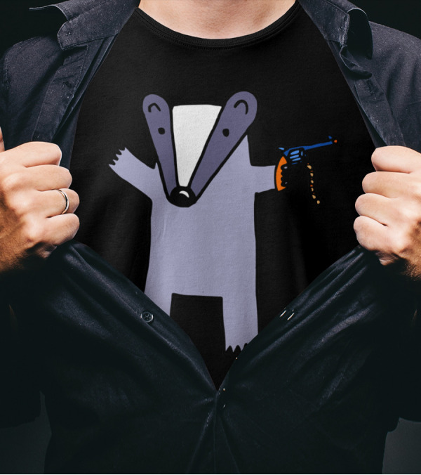 Badger Holding A Blue Cap Gun With Orange Handle T-Shirt