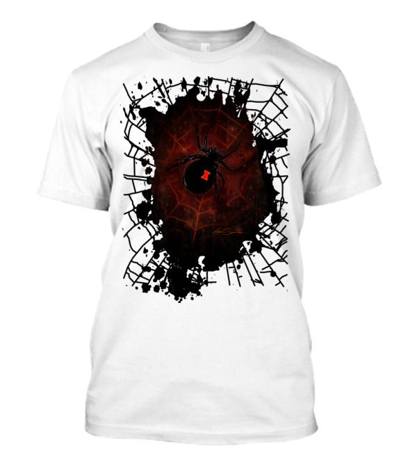 Black Widow Spider Web Design With Red Symbol Signature T-Shirt