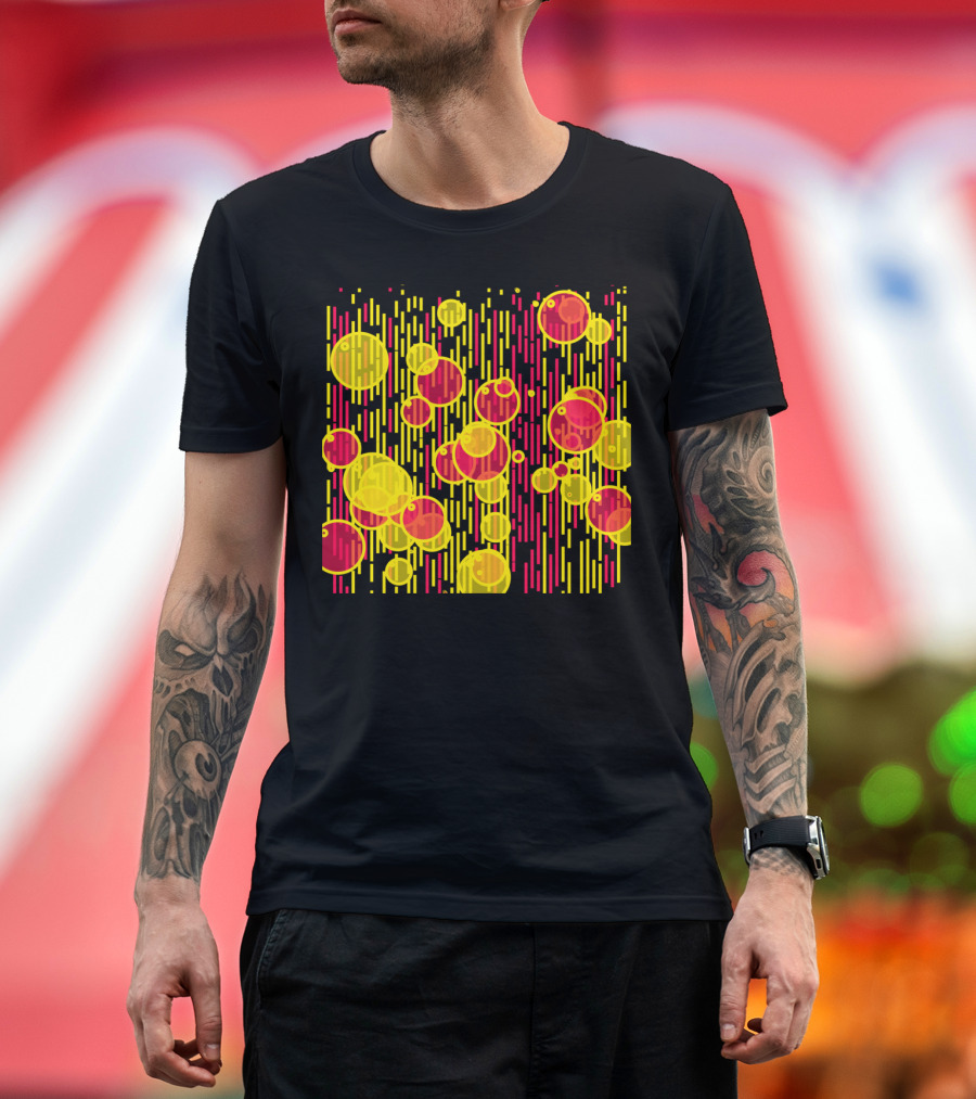 Bubbles And Lines Vibrant Yellow Red T-Shirt