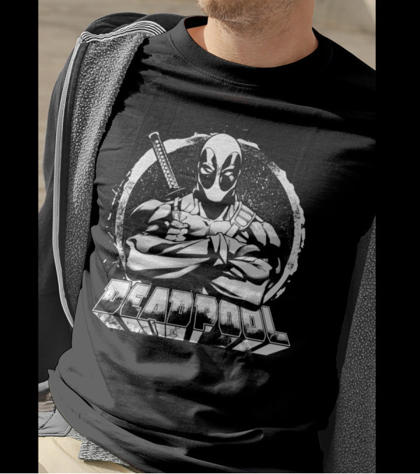 Deadpool Arms Crossed Sword Stare Down T-Shirt