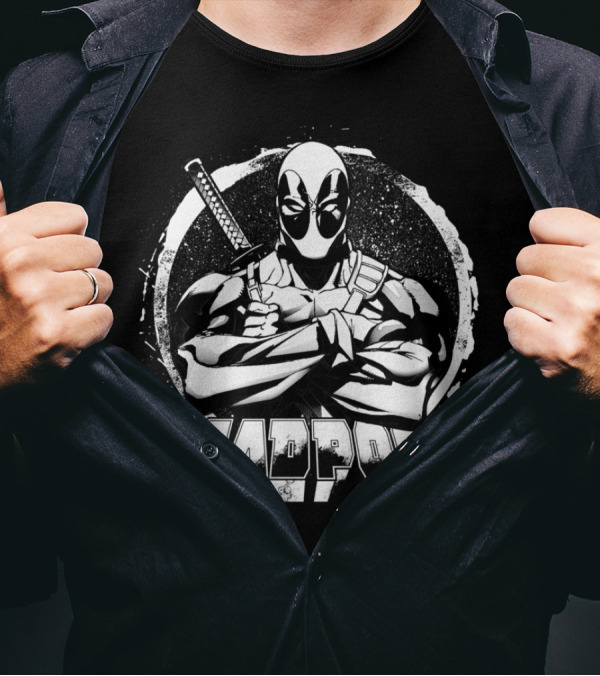 Deadpool Arms Crossed Sword Stare Down T-Shirt