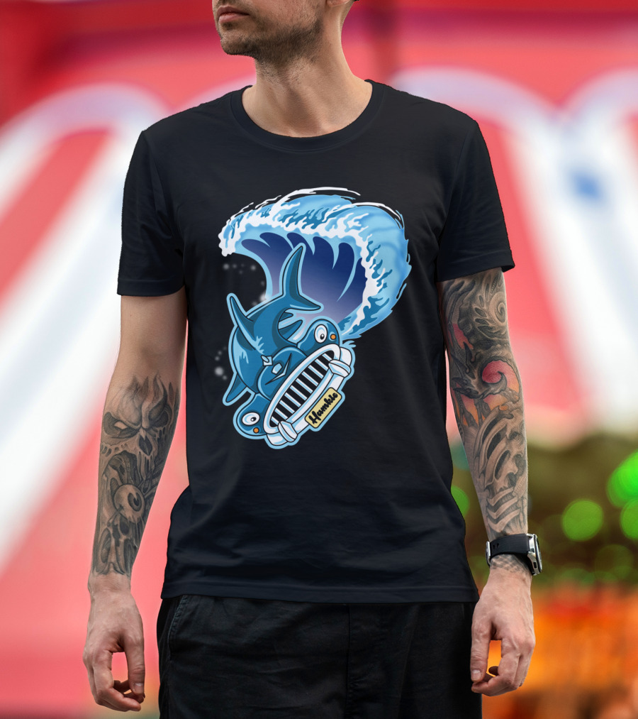 Hankie Shark Surfer Car Wave T-Shirt