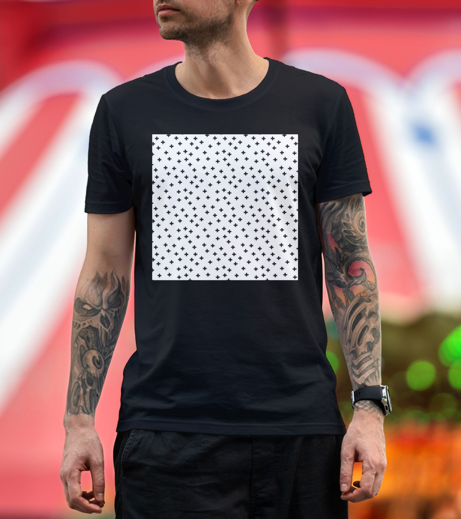 White Background Black Hand Drawn Pluses T-Shirt