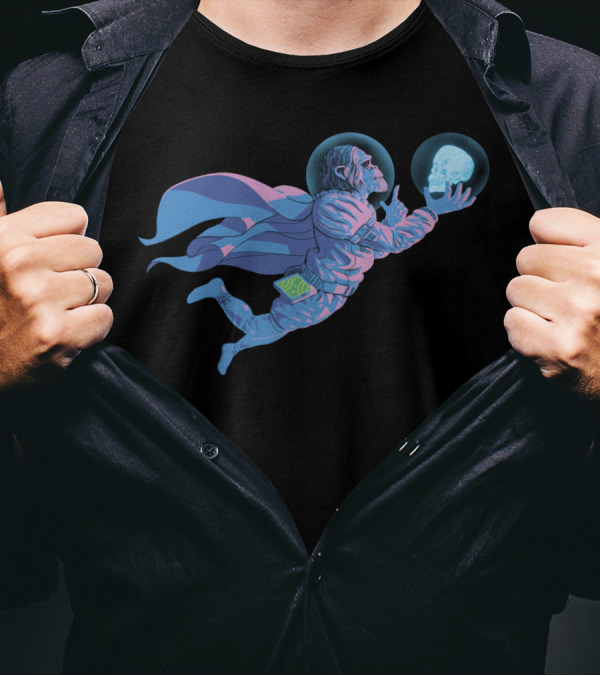 Monkey Hamlet Floating In Space With Skull T-Shirt