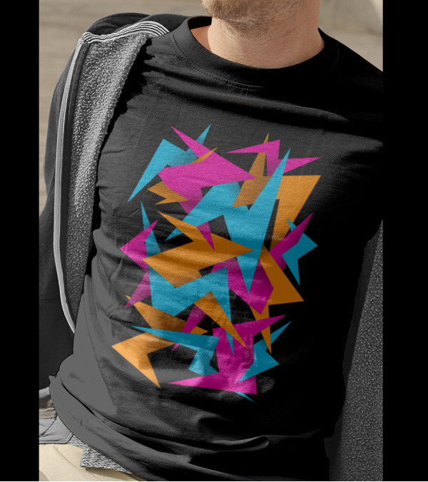 '80s Overload Neon Geometric Shapes Abstract T-Shirt