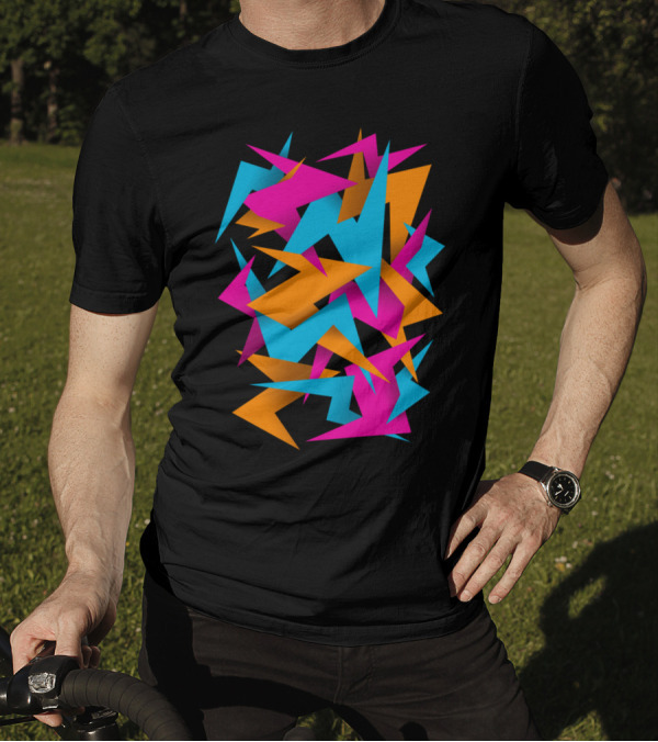 '80s Overload Neon Geometric Shapes Abstract T-Shirt