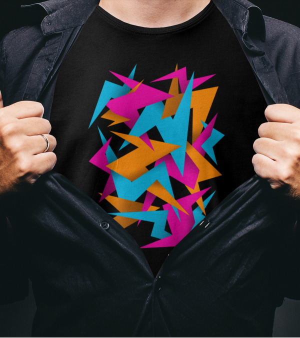 '80s Overload Neon Geometric Shapes Abstract T-Shirt