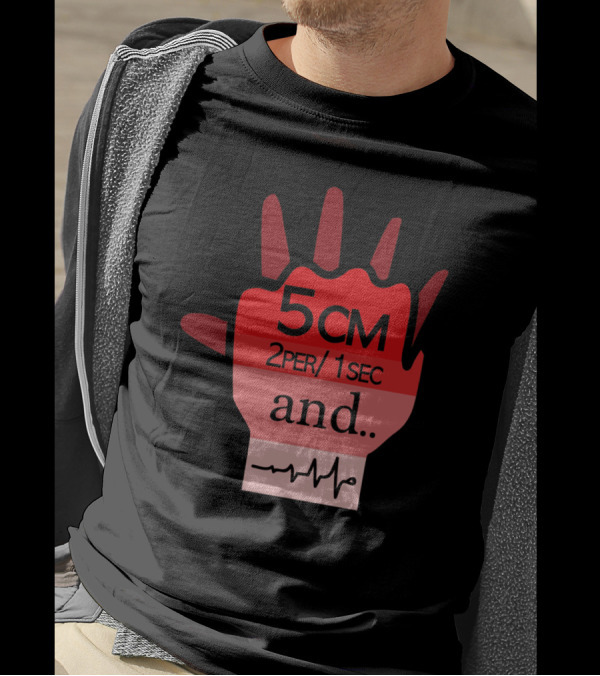 5CM 2PER 1SEC And.. CPR Hand Symbol With Heartbeat Line T-Shirt