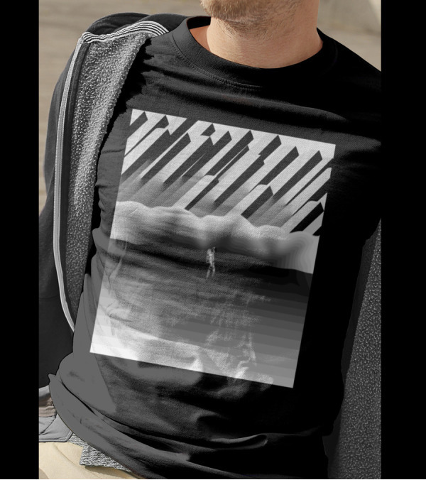 Build A Home Monochrome Abstract Landscape With Figure T-Shirt
