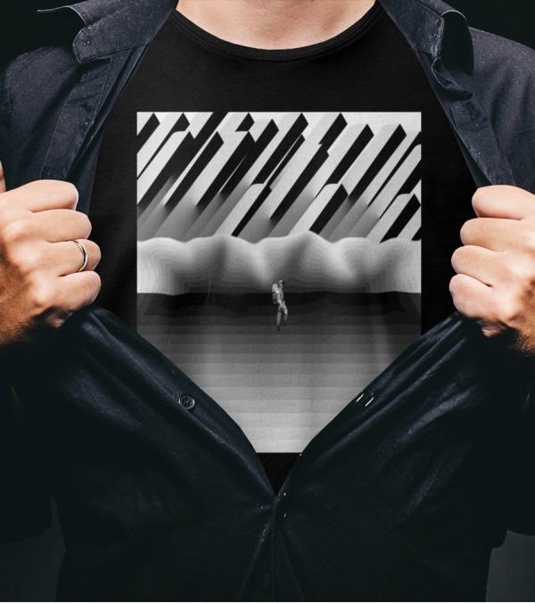 Build A Home Monochrome Abstract Landscape With Figure T-Shirt