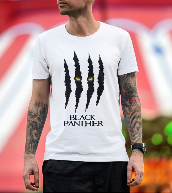 Premium T-Shirt: Black Panther Yellow Eyes Behind Claw Marks T-Shirt Black Panther Yellow Eyes Behind Claw Marks T-Shirt