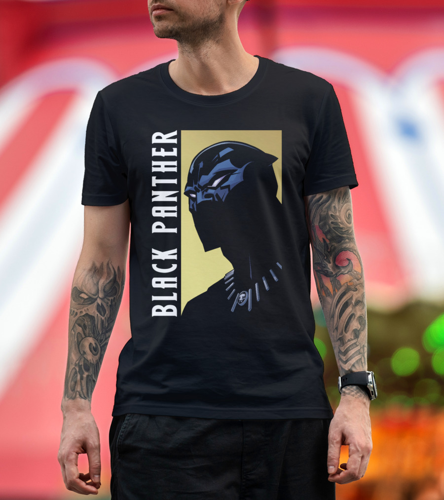 Black Panther Profile Art Deco Style Marvel Hero T-Shirt