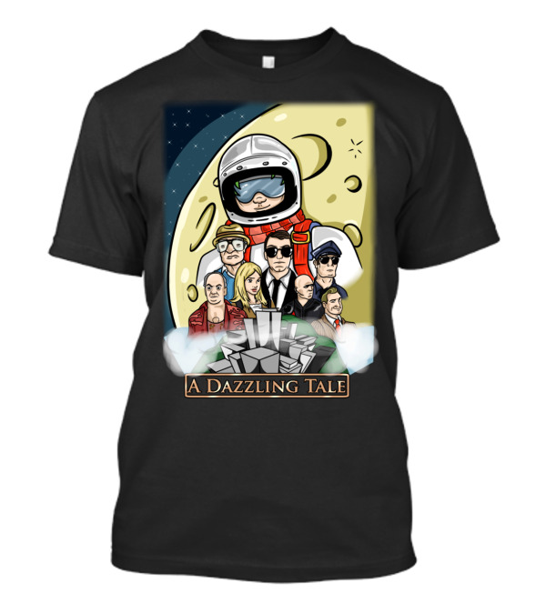 A Dazzling Tale: Moon Astronaut Cityscape Figures T-Shirt