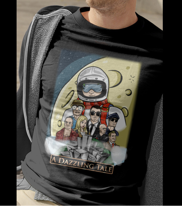 A Dazzling Tale: Moon Astronaut Cityscape Figures T-Shirt
