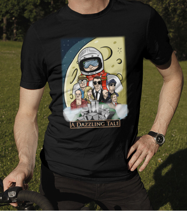 A Dazzling Tale: Moon Astronaut Cityscape Figures T-Shirt