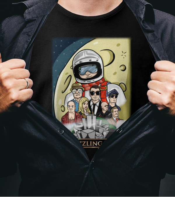 A Dazzling Tale: Moon Astronaut Cityscape Figures T-Shirt