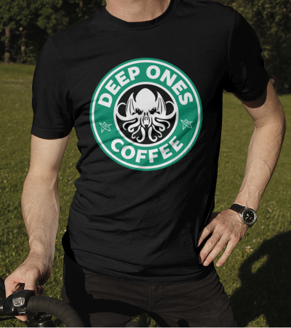 Deep Ones Coffee Cthulhu Parody Dark Roast Horror T-Shirt