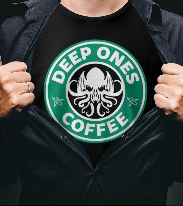 Deep Ones Coffee Cthulhu Parody Dark Roast Horror T-Shirt
