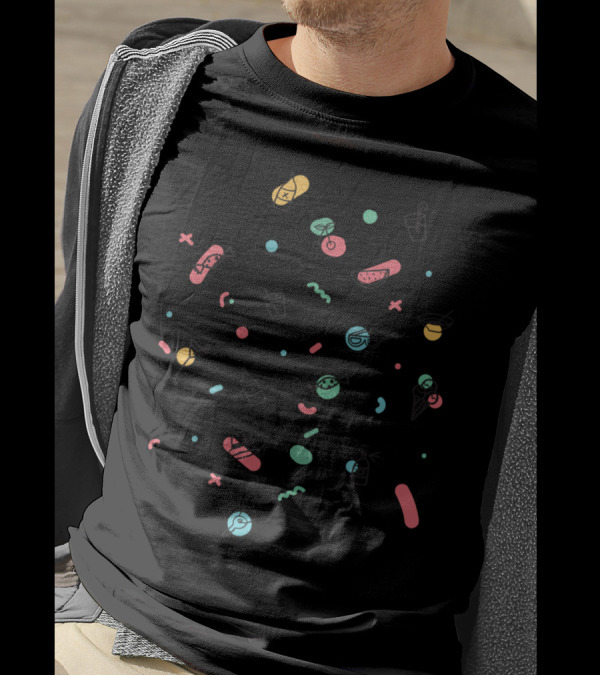 Summer Vibes Ice Cream Flip Flops Fresh Citrus Cocktail Icons T-Shirt