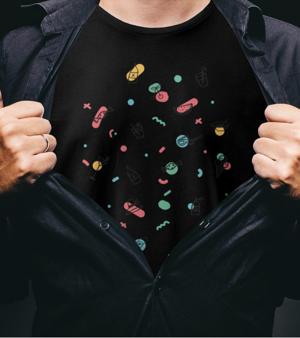Summer Vibes Ice Cream Flip Flops Fresh Citrus Cocktail Icons T-Shirt