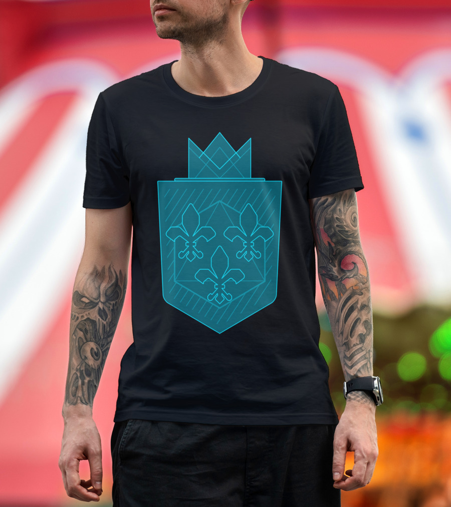 Fleur De Lis Geometric Crown Shield Coat Of Arms T-Shirt