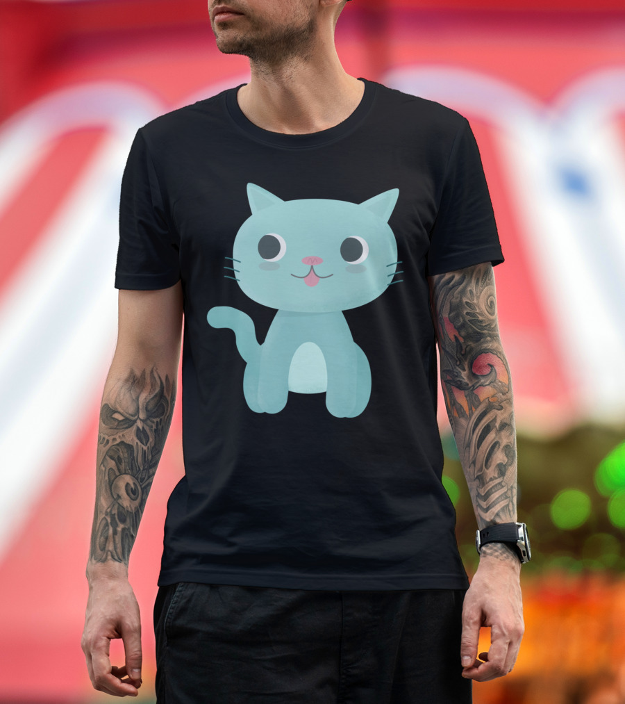 Happy Cute Cat Adorable Cartoon T-Shirt