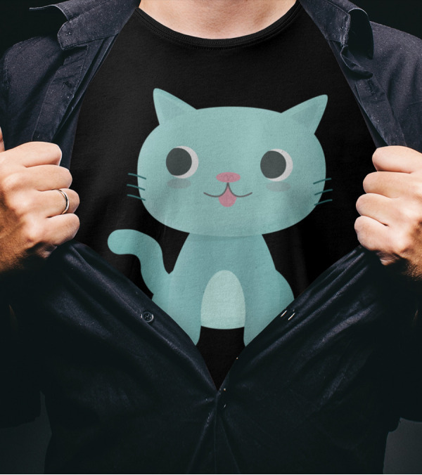 Happy Cute Cat Adorable Cartoon T-Shirt