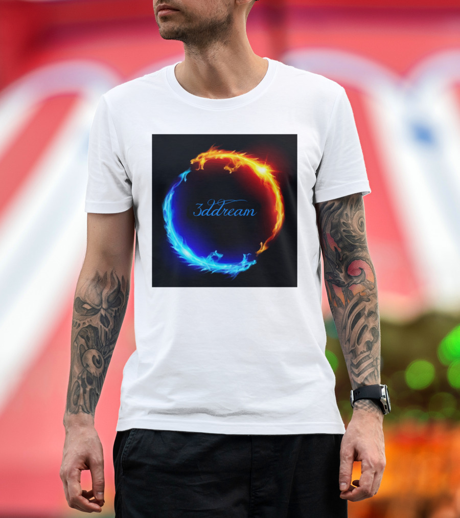 3dDream Burn In Flames Ring of Fire and Ice T-Shirt