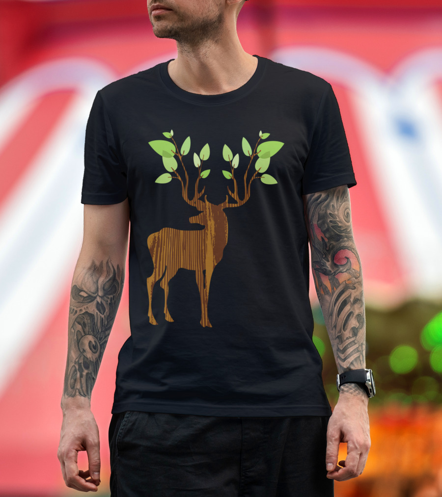 DeerTree Vin Forest Silhouette with Branches and Leaves T-Shirt