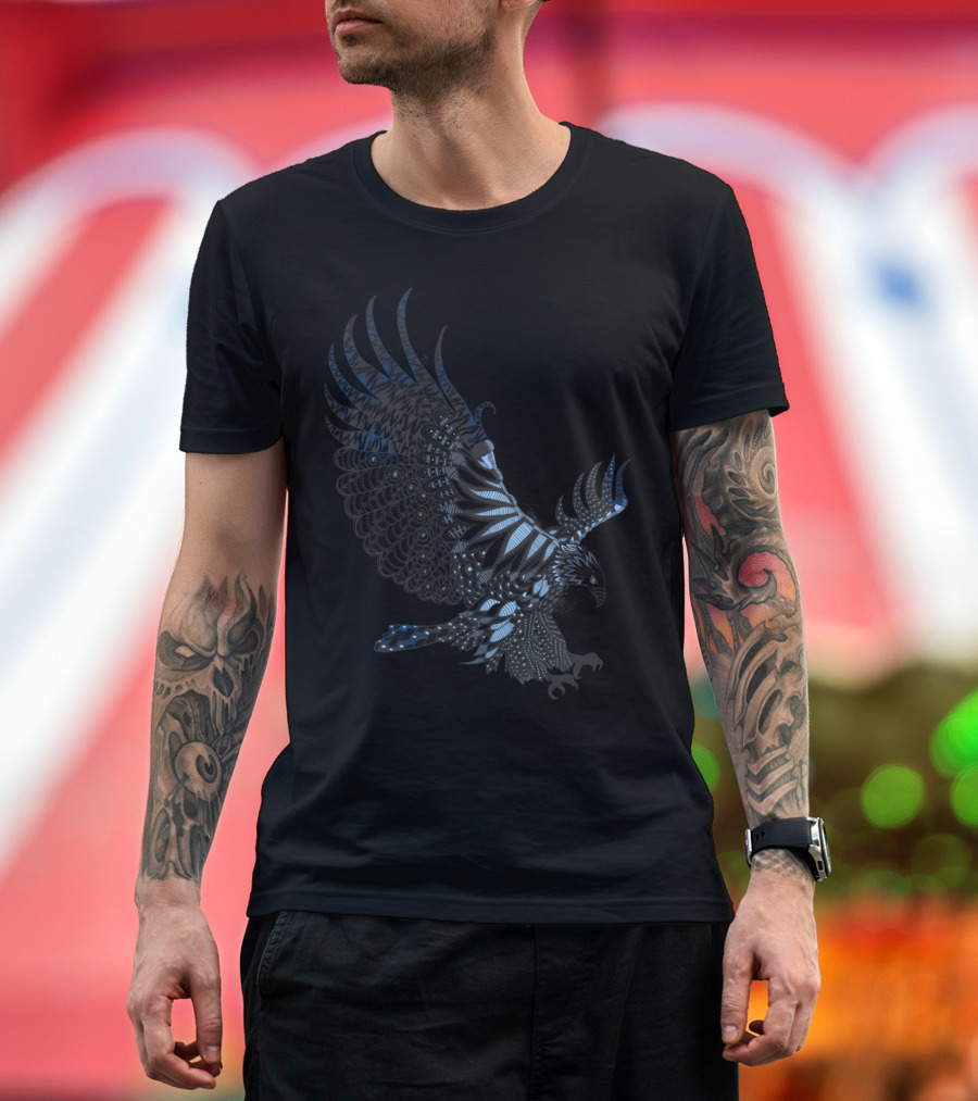 Intricate Eagle Flight Pattern with Feather Detailing T-Shirt