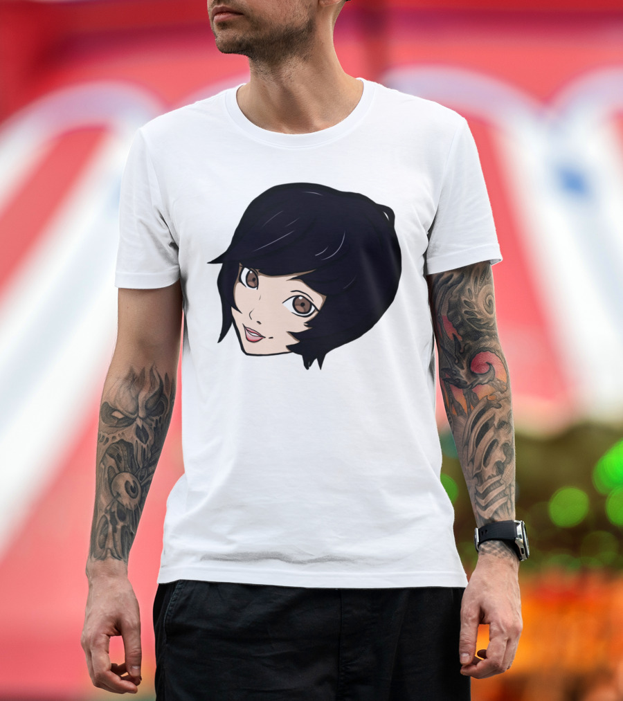 BlindGF Emote Sticker Anime Black Hair Character T-Shirt