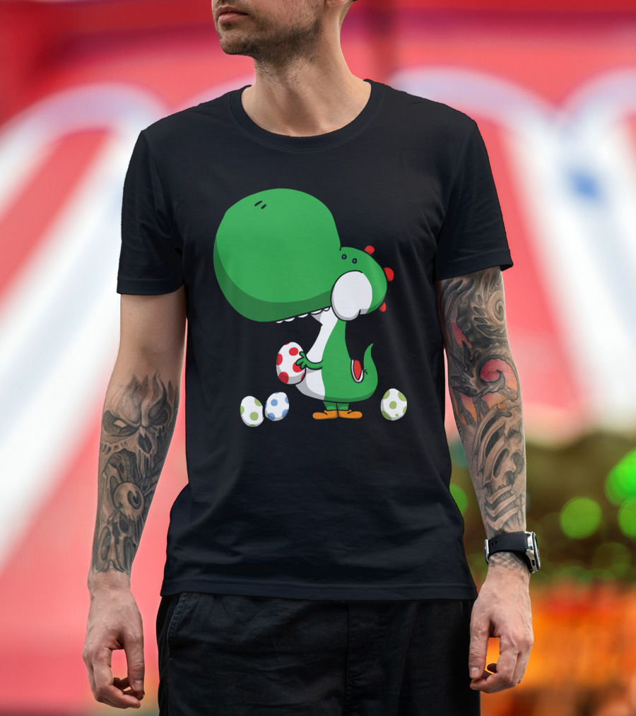 Egg Chucking Dinosaur Yoshi Style Retro Gaming T-Shirt