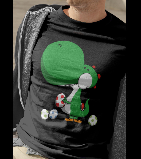 Egg Chucking Dinosaur Yoshi Style Retro Gaming T-Shirt