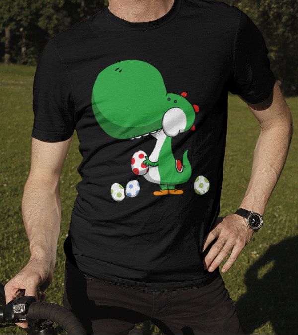 Egg Chucking Dinosaur Yoshi Style Retro Gaming T-Shirt