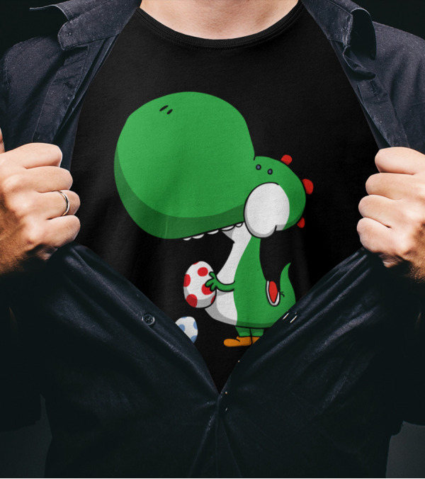 Egg Chucking Dinosaur Yoshi Style Retro Gaming T-Shirt