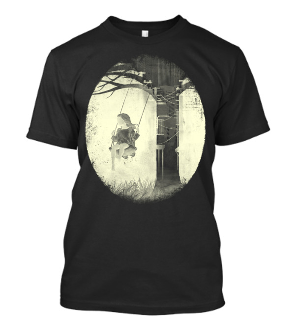 Lonely Swinging Girl In Industrial Landscape T-Shirt