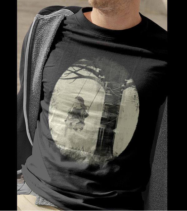 Lonely Swinging Girl In Industrial Landscape T-Shirt