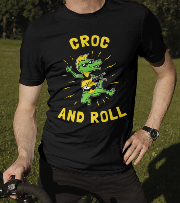 Croc And Roll Rocking Guitar Crocodile T-Shirt
