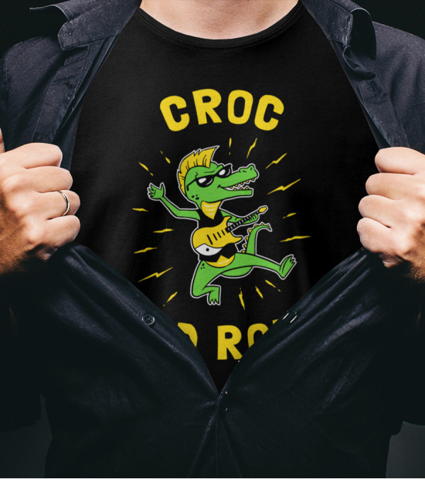 Croc And Roll Rocking Guitar Crocodile T-Shirt