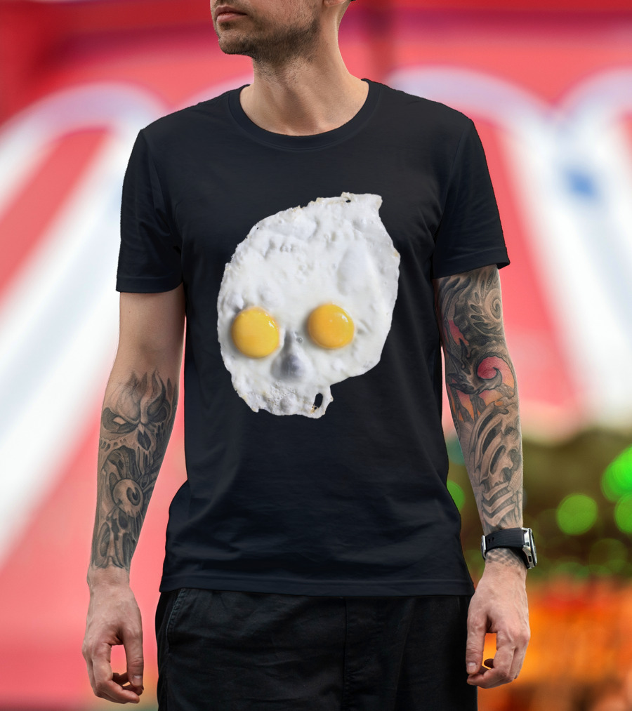 Egg Skull Fried Egg Face with Dual Yolk Eyes T-Shirt