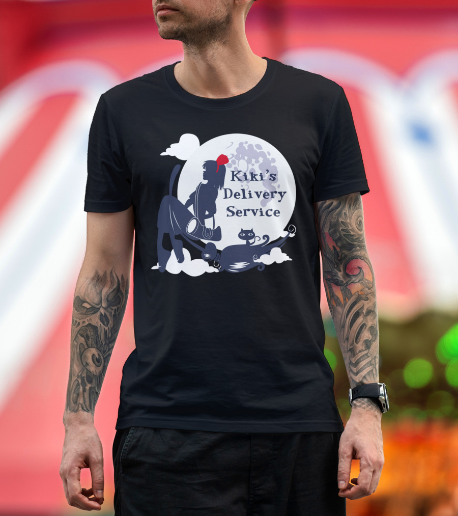 Kiki's Delivery Service Moonlit Adventure with Cat T-Shirt
