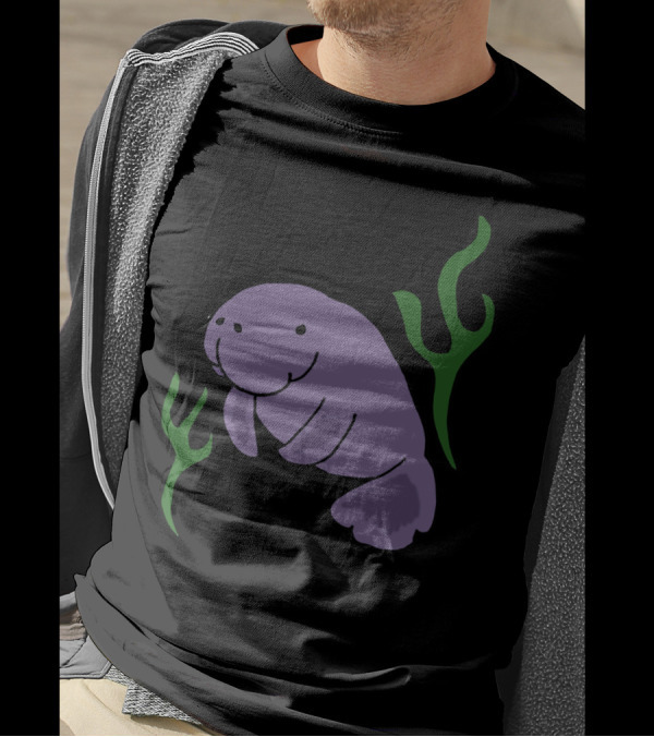 Hilarious Hugh Manatee With Seaweed Accents T-Shirt